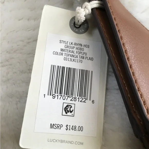 Lucky brand hobo topanga tan plaid bag nwt - Picture 8 of 13